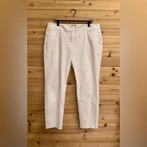 Eileen Fisher 16 White Mid Rise Organic Cotton Blend Tapered Leg Dress Pants